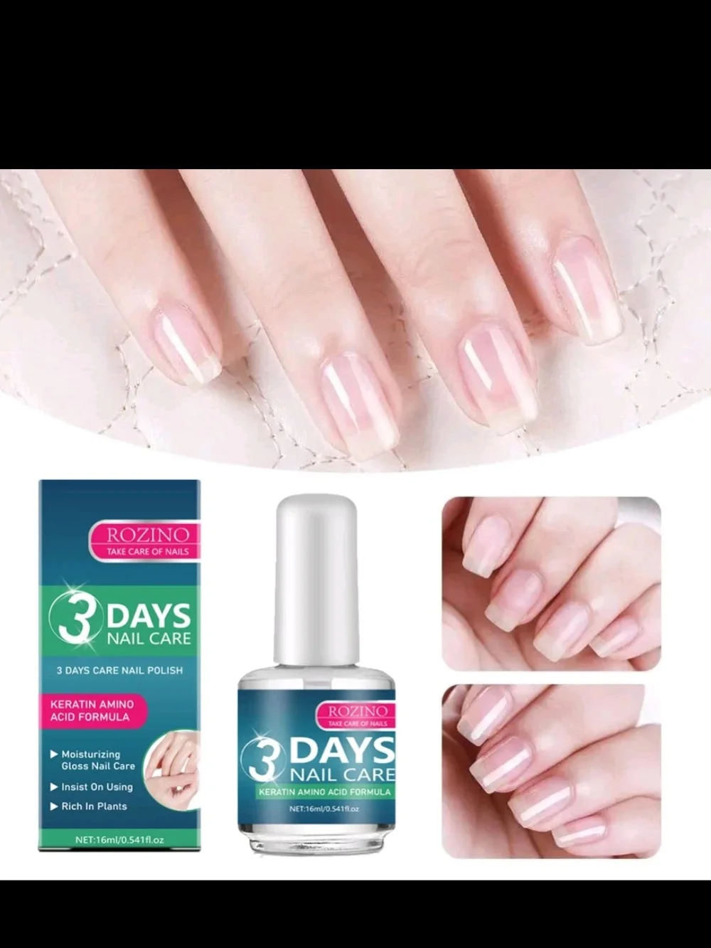 Rozino 3 Days Nail Care Keratin Treatment - Translucent Glossy Finish
